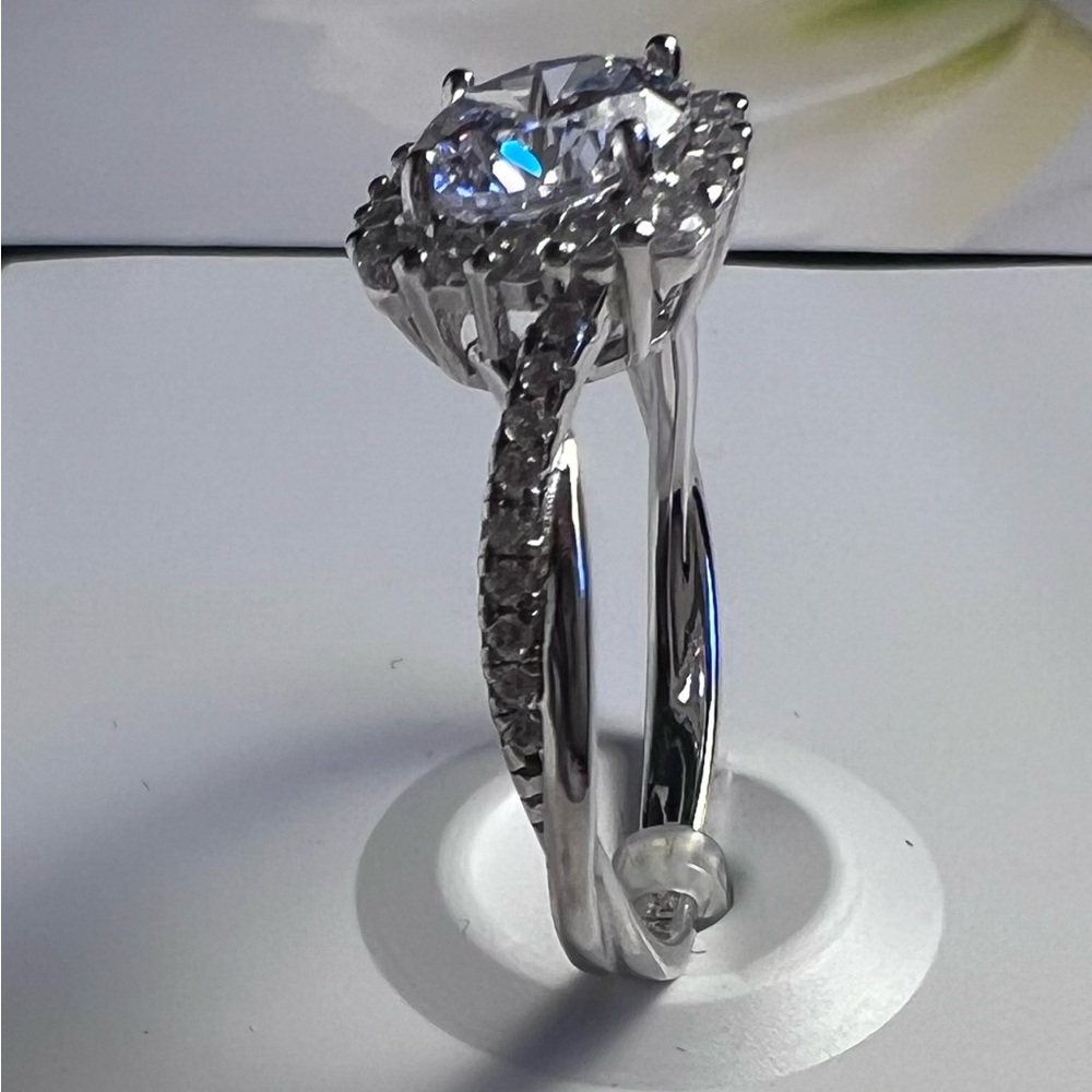 Sterling Silver Ring Sz 8 Lab Created Opal & CZs